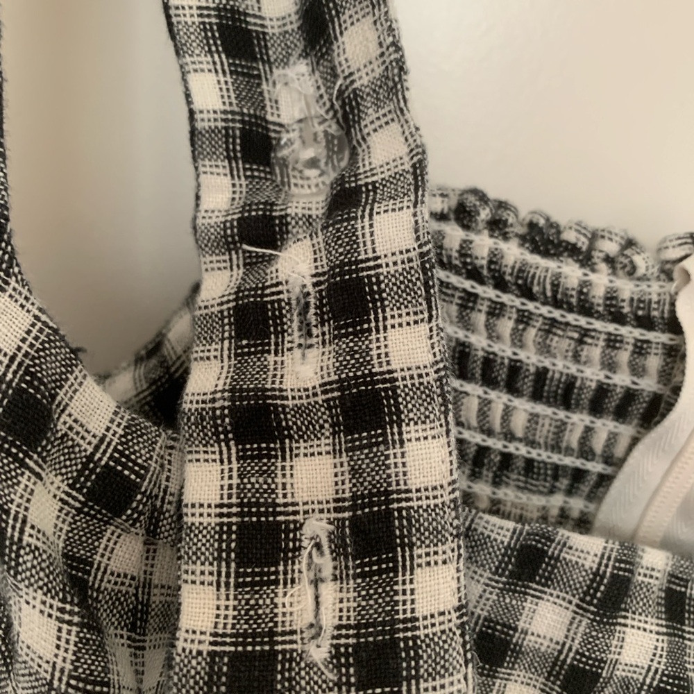 EUC Quince Black & White Gingham Maxi Dress — Smocked Bodice & Adjustable Straps - Picture 6 of 11